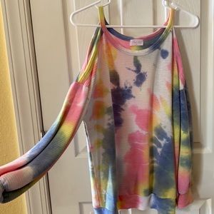 Pink Lily Tie Dyed pullover cold shoulder